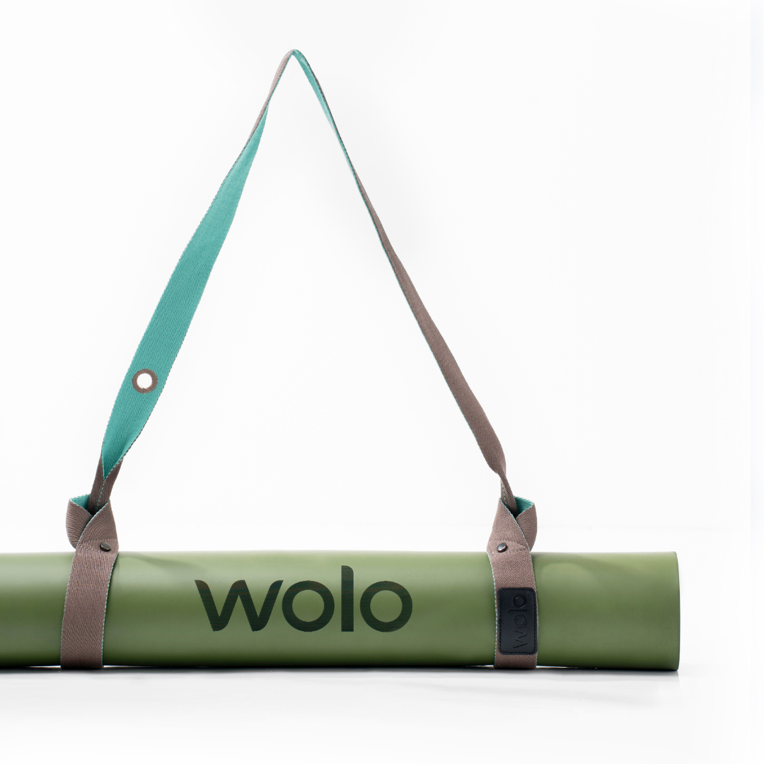 green yoga mat with mint green yoga mat strap#color_mint green