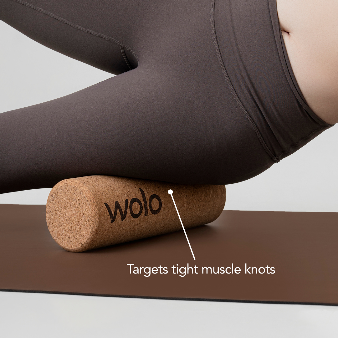 targets tight muscle knots using cork roller