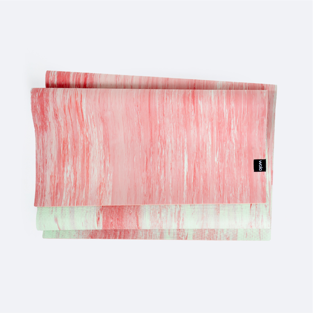 Folded pink yoga mat#color_unakite pink