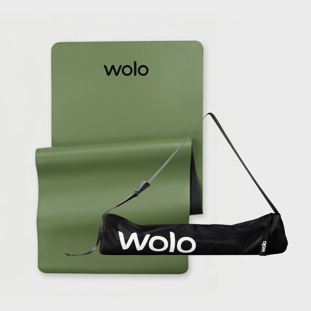 green yoga mat with bag#color_sage green