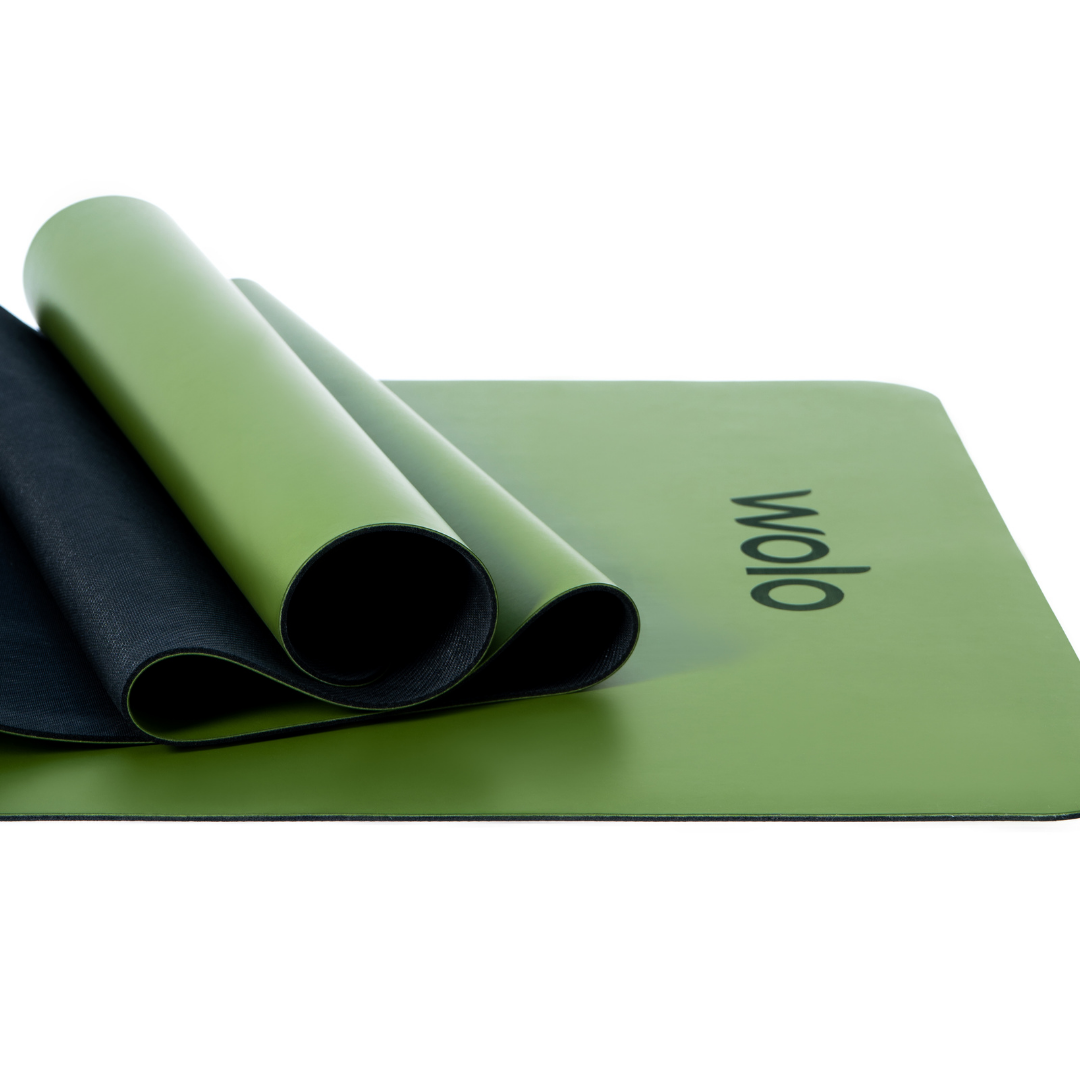 close-up of the sage green yoga mat