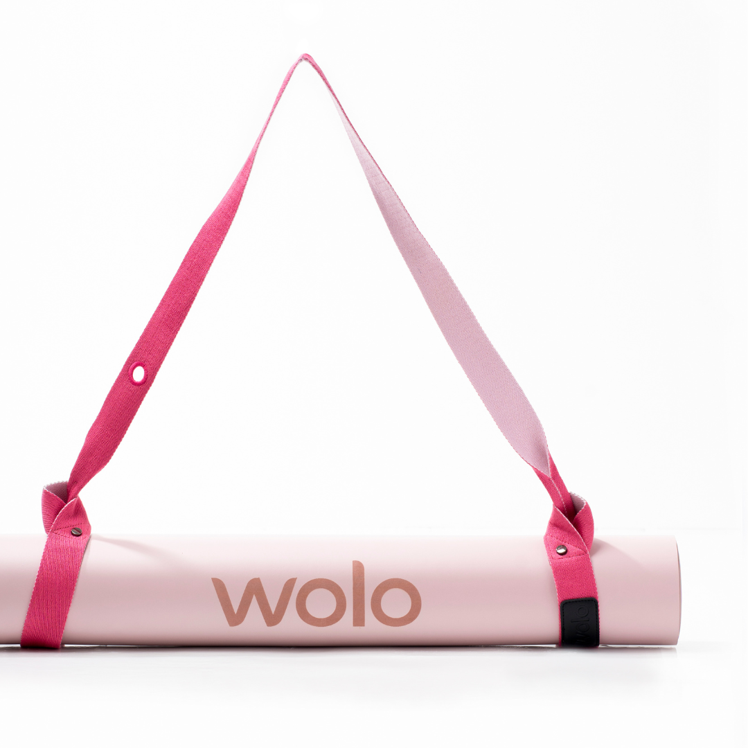 pink yoga mat with pink yoga mat strap