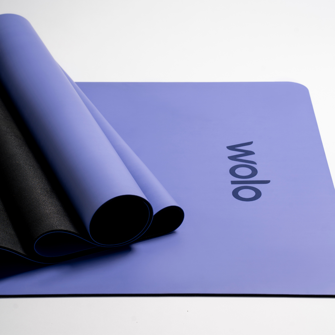 Close-up of the lilac purple yoga mat