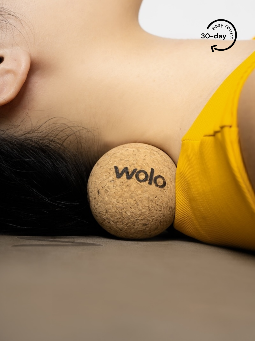 Release neck tension using a cork massage ball