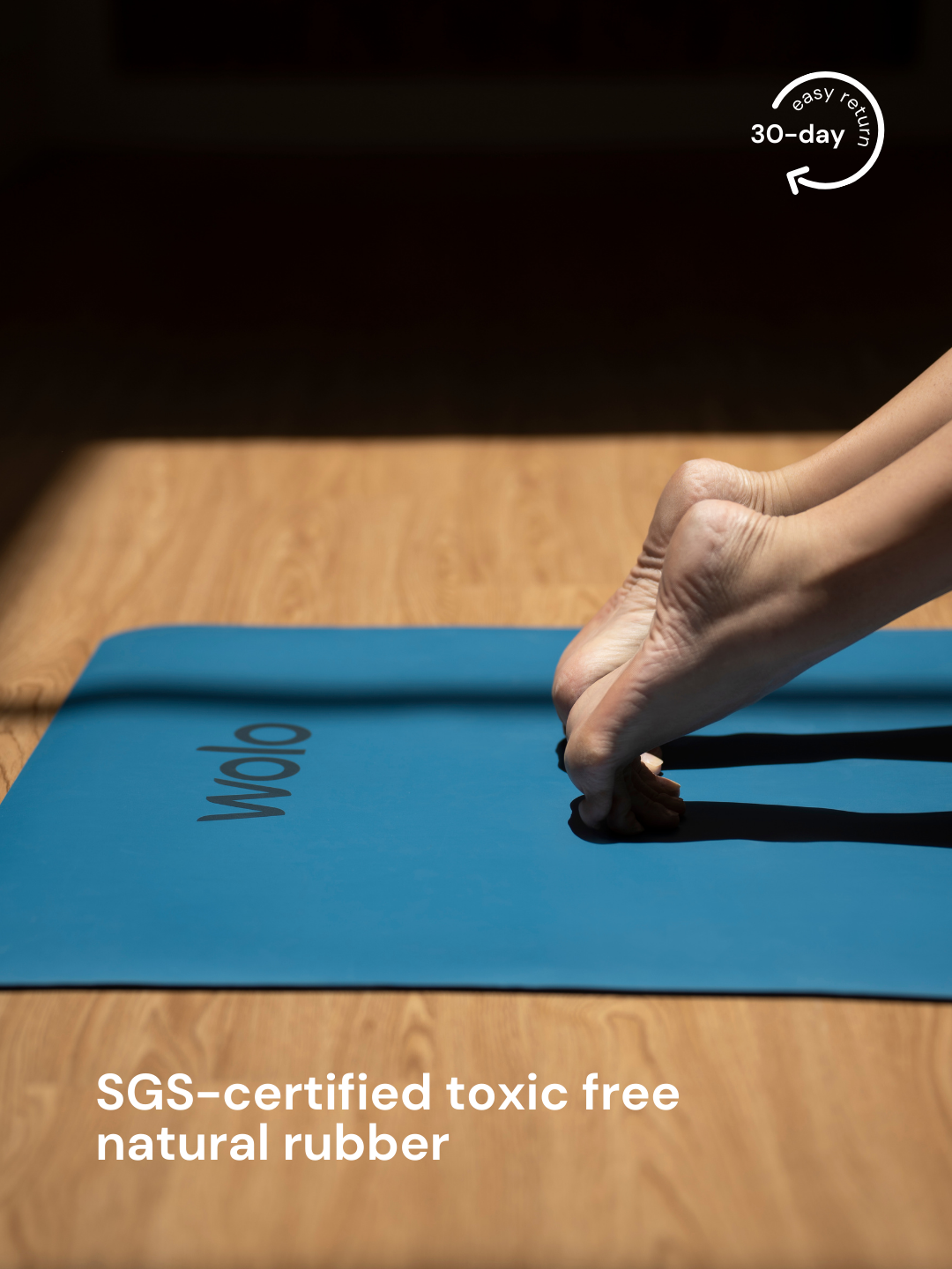 Alaskan blue yoga mat made with SGS-certified natural rubber