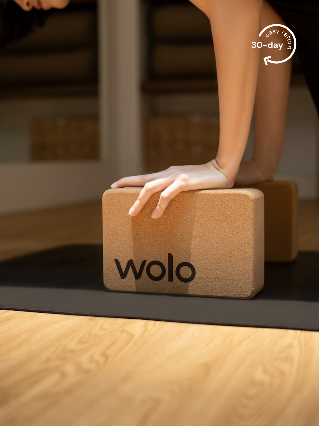 Yoga pose with a cork yoga block
