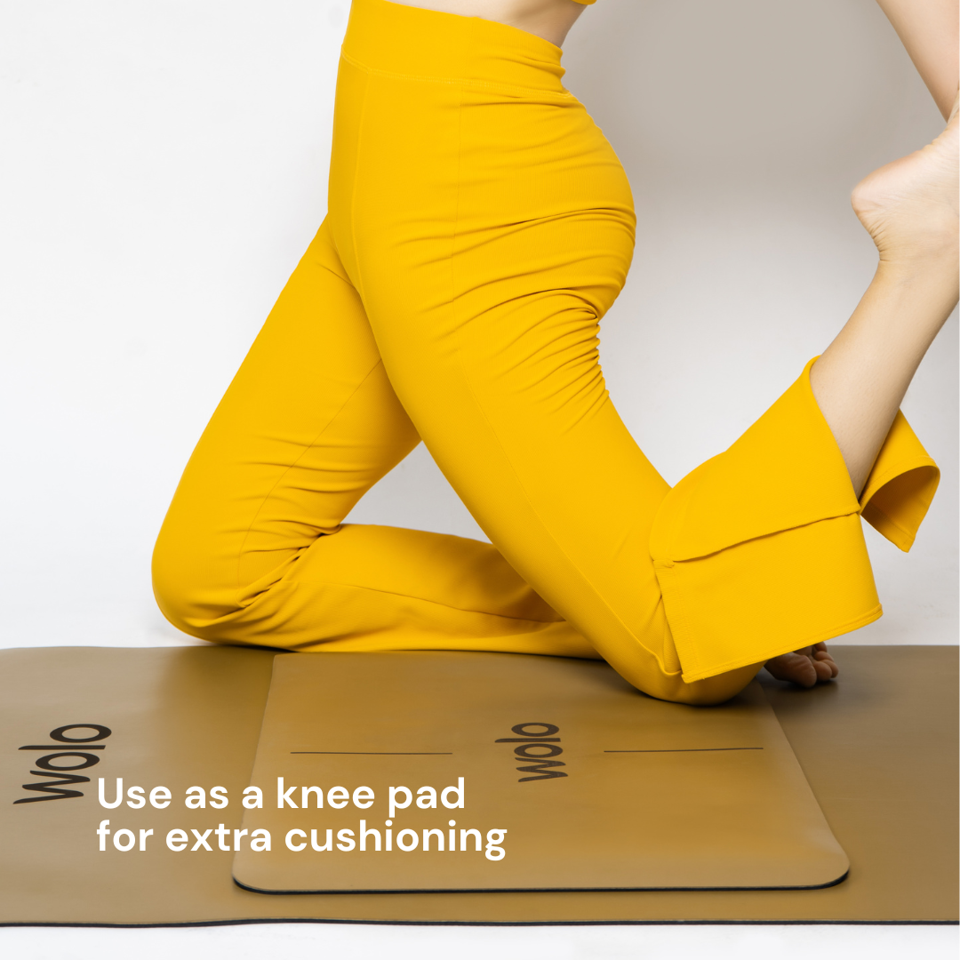 Use khaki yoga pad for knee support