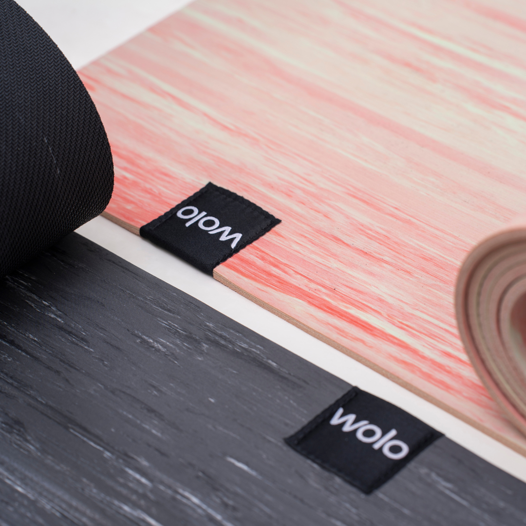 Natural rubber yoga mat with wolo branding