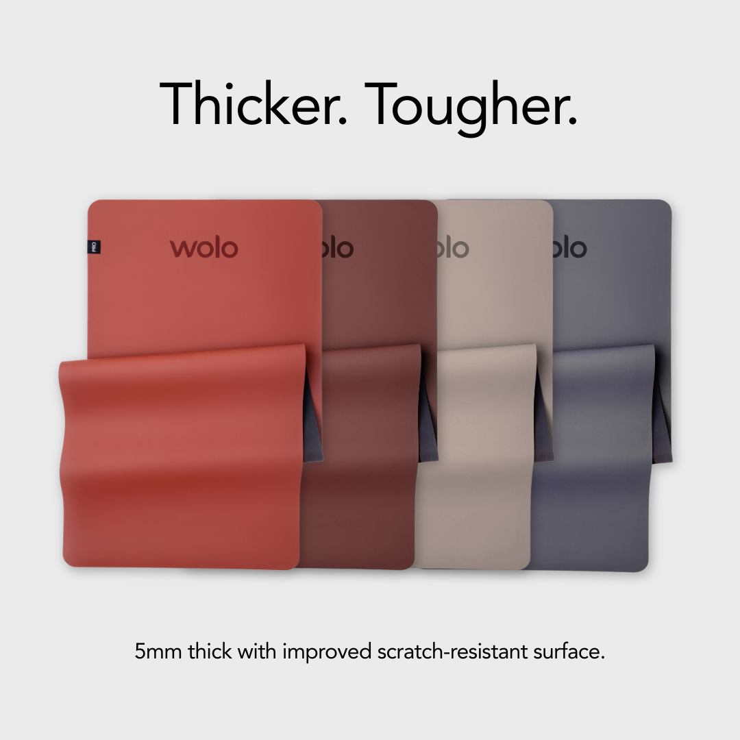 Thicker, tougher, 5mm yoga mat by Wolo
